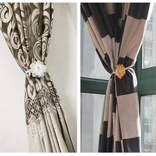 将图片加载到图库查看器,Shiny Flowers Magnetic Curtain Clip Tieback European Style Curtain Clasp Hanging Ball Rope Straps Home Decoration Accessories Crystal Curtain Magnetic Tieback Flower Curtain Clips Buckle with Stretchy Wire Rope For Home Office Decoration