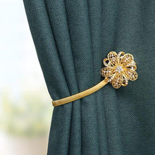 将图片加载到图库查看器,Shiny Flowers Magnetic Curtain Clip Tieback European Style Curtain Clasp Hanging Ball Rope Straps Home Decoration Accessories Crystal Curtain Magnetic Tieback Flower Curtain Clips Buckle with Stretchy Wire Rope For Home Office Decoration