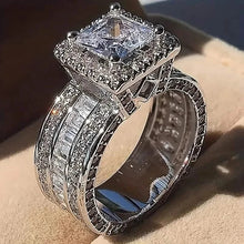 Load image into Gallery viewer, Shiny Halo Ring Inlaid Square Cut Shiny Zirconia Ring