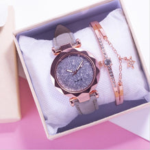 将图片加载到图库查看器,Shiny Luxury Student Watch Womens Star Quartz Watch Fashion Casual Womens Watch Bracelet Set Dial Woman Children Set Bracelet Watch Leather Band Luxury Quartz Watches