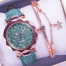 将图片加载到图库查看器,Shiny Luxury Student Watch Womens Star Quartz Watch Fashion Casual Womens Watch Bracelet Set Dial Woman Children Set Bracelet Watch Leather Band Luxury Quartz Watches