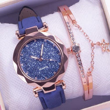 将图片加载到图库查看器,Shiny Luxury Student Watch Womens Star Quartz Watch Fashion Casual Womens Watch Bracelet Set Dial Woman Children Set Bracelet Watch Leather Band Luxury Quartz Watches