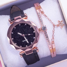 将图片加载到图库查看器,Shiny Luxury Student Watch Womens Star Quartz Watch Fashion Casual Womens Watch Bracelet Set Dial Woman Children Set Bracelet Watch Leather Band Luxury Quartz Watches