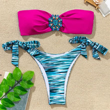 将图片加载到图库查看器,Shiny Rhinestone Strapless Bikini Female Women 2PCS Shiny Diamond Bikini Set Bra Swimsuit Bathing Suit Swimsuit Women Swimwear Two-pieces Luxury Bikini Set Bather Bathing Suit Swimwear