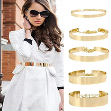 将图片加载到图库查看器,Shiny Women Metal Belt Luxurious Gold Dress Chain Belts Elegant Polished Adjustable Metal Mirror Waist Belt