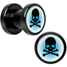 Load image into Gallery viewer, Blue Black Skull Black Anodized Screw Fit Plug Set 2G