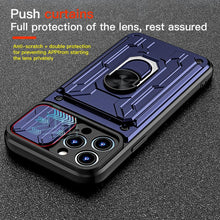 Load image into Gallery viewer, Shockproof Case for iPhone 13 12 11 Pro Max With Card Slot Ring Stand Camera Protection Phone Cover for iPhone XR XS Max Removable Card Holder Ring Holder Shockproof Protection Cover