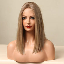 Load image into Gallery viewer, Short Straight Lace Front Synthetic Wigs Blonde Shoulder Length Natural Wigs Daily Cosplay Party Wigs for Women Wigs For Black Women Wigs For Cosplay