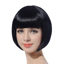 Load image into Gallery viewer, Short Straight Synthetic Blonde Pink Red Black Brown Blue 10" Bob Wigs with Bangs for Women Halloween Cosplay Party For Black Women Gifts for Girlfriends