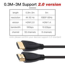将图片加载到图库查看器,HDMI Cable High Speed Gold Plated Plug Male-Male HDMI Cable Ultra High Speed Gold Plated Connectors Ethernet Audio Return Video 4K Full HD 1080p For HD TV Computer Gaming
