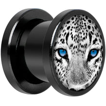 Load image into Gallery viewer, Black White Leopard Eyes Black Anodized Screw Fit Plug Set 00G