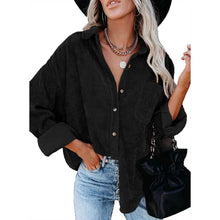 Load image into Gallery viewer, Sidefeel Women Corduroy Long Sleeve Button Down Shirt Oversized Jacket Tops