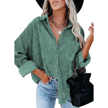 Load image into Gallery viewer, Sidefeel Women Corduroy Long Sleeve Button Down Shirt Oversized Jacket Tops