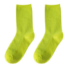 Load image into Gallery viewer, Simple Colorful Solid Color Socks Girls Candy Color Fashion Socks Spring And Autumn 100% Cotton Socks Female Socks Crew Socks Running Socks For Men And Women