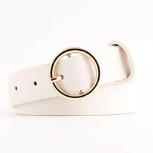 Load image into Gallery viewer, Simple Double Round Buckle PU Leather Waist Strap Vintage Design Double O-Ring Buckle Women Leather Belt For Jeans And Dresses