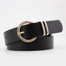 Load image into Gallery viewer, Simple Double Round Buckle PU Leather Waist Strap Vintage Design Double O-Ring Buckle Women Leather Belt For Jeans And Dresses