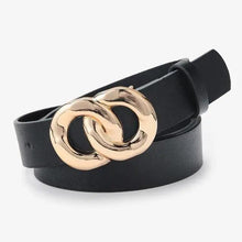 Load image into Gallery viewer, Simple Double Round Buckle PU Leather Waist Strap Vintage Design Double O-Ring Buckle Women Leather Belt For Jeans And Dresses
