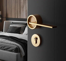 将图片加载到图库查看器,Simple Golden Split Lock Zinc Alloy Indoor Wooden Door Lock Magnetic Mute Bedroom Door Lock Universal Handle Lock Key Pin For Bedroom Bathroom Interior Privacy Door