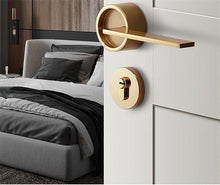 将图片加载到图库查看器,Simple Golden Split Lock Zinc Alloy Indoor Wooden Door Lock Magnetic Mute Bedroom Door Lock Universal Handle Lock Key Pin For Bedroom Bathroom Interior Privacy Door