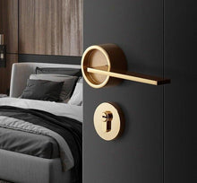 将图片加载到图库查看器,Simple Golden Split Lock Zinc Alloy Indoor Wooden Door Lock Magnetic Mute Bedroom Door Lock Universal Handle Lock Key Pin For Bedroom Bathroom Interior Privacy Door