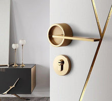 将图片加载到图库查看器,Simple Golden Split Lock Zinc Alloy Indoor Wooden Door Lock Magnetic Mute Bedroom Door Lock Universal Handle Lock Key Pin For Bedroom Bathroom Interior Privacy Door