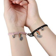 将图片加载到图库查看器,Simple Rainbow Magnet Attract Couple Bracelet Rainbow Bell Pendant Friendship Jewelry Adjustable Braided Rope Bangle Couple Bracelets Magnetic Matching Bracelets Jewelry Gifts For Couples Bestfriend