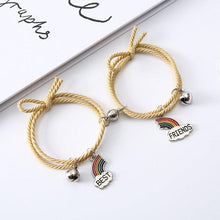将图片加载到图库查看器,Simple Rainbow Magnet Attract Couple Bracelet Rainbow Bell Pendant Friendship Jewelry Adjustable Braided Rope Bangle Couple Bracelets Magnetic Matching Bracelets Jewelry Gifts For Couples Bestfriend