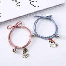 将图片加载到图库查看器,Simple Rainbow Magnet Attract Couple Bracelet Rainbow Bell Pendant Friendship Jewelry Adjustable Braided Rope Bangle Couple Bracelets Magnetic Matching Bracelets Jewelry Gifts For Couples Bestfriend