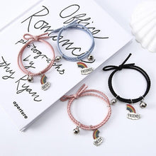 将图片加载到图库查看器,Simple Rainbow Magnet Attract Couple Bracelet Rainbow Bell Pendant Friendship Jewelry Adjustable Braided Rope Bangle Couple Bracelets Magnetic Matching Bracelets Jewelry Gifts For Couples Bestfriend