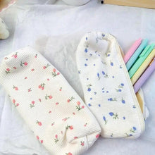 Load image into Gallery viewer, Simple Small Flowers White Fresh Style Pencil Bag Students Pencil Cases Unique Makeup Lightweight Cosmetic Bag Pouch
