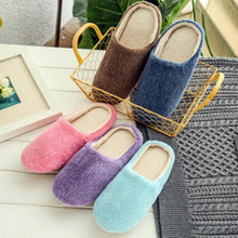将图片加载到图库查看器,Simple Solid Soft Plush Slippers For Men And Women Winter Warm Indoor Non-slip Slippers Shoes Comfortable Memory Foam Slippers For Women's And Men's Casual House Shoes