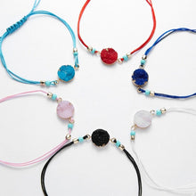 Load image into Gallery viewer, Simple Stone Charm Bracelet Colorful Black Red String Braided Couple Bracelets Wish Card Jewelry Handmade Woven Thread Rope String Nature Stone Beads Charm Bracelet Cuff Bangles With Message Card 18-30cm