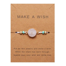 Load image into Gallery viewer, Simple Stone Charm Bracelet Colorful Black Red String Braided Couple Bracelets Wish Card Jewelry Handmade Woven Thread Rope String Nature Stone Beads Charm Bracelet Cuff Bangles With Message Card 18-30cm