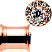 Load image into Gallery viewer, 0G Clear CZ Gem Rose Gold PVD Goddess of Glam Screw Fit Plug Set