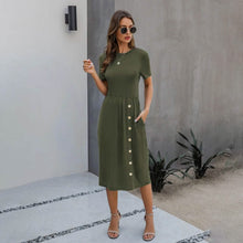 Load image into Gallery viewer, Slant Pocket Button Detail Dress