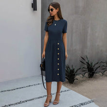 Load image into Gallery viewer, Slant Pocket Button Detail Dress