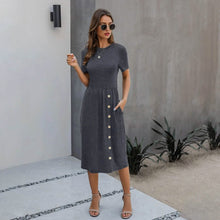 Load image into Gallery viewer, Slant Pocket Button Detail Dress
