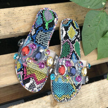 Load image into Gallery viewer, Slides Women Flip Flops Shoes Slippers Rhinestones Sandals Slide Diamond Slipper Slide Open Toe Flat Sandals With Clear Rhinestone Flip Flops Fashion Casual Slip On Party Shoes