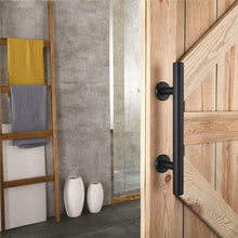 Load image into Gallery viewer, Sliding Barn Door Handle Pull Cabinet Flush Hardware Set Wood Door Handle Interior Door Furniture Handle Hardware Sliding Barn Door Pull Handle with Flush Hardware Set Heavy Duty Solid Square Rustic Style Black Powder Coated Finish