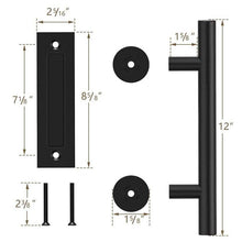 Load image into Gallery viewer, Sliding Barn Door Handle Pull Cabinet Flush Hardware Set Wood Door Handle Interior Door Furniture Handle Hardware Sliding Barn Door Pull Handle with Flush Hardware Set Heavy Duty Solid Square Rustic Style Black Powder Coated Finish