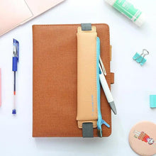 将图片加载到图库查看器,Slim Leather Unique Design Pencil Case Book Holder Pouch With Elastic Band For Notebook Fashion School Pen Case