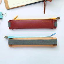 将图片加载到图库查看器,Slim Leather Unique Design Pencil Case Book Holder Pouch With Elastic Band For Notebook Fashion School Pen Case