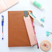 将图片加载到图库查看器,Slim Leather Unique Design Pencil Case Book Holder Pouch With Elastic Band For Notebook Fashion School Pen Case