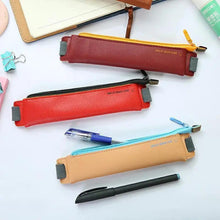 将图片加载到图库查看器,Slim Leather Unique Design Pencil Case Book Holder Pouch With Elastic Band For Notebook Fashion School Pen Case