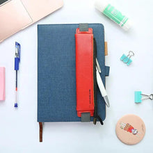 将图片加载到图库查看器,Slim Leather Unique Design Pencil Case Book Holder Pouch With Elastic Band For Notebook Fashion School Pen Case