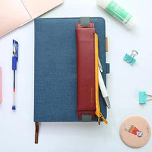 将图片加载到图库查看器,Slim Leather Unique Design Pencil Case Book Holder Pouch With Elastic Band For Notebook Fashion School Pen Case