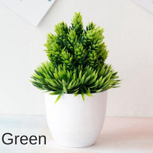 将图片加载到图库查看器,Small Green Artificial Pot Decor Bonsai Green Fake Flowers Potted Ornaments for Home Garden Decor Party Hotel Decor