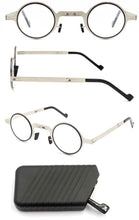 将图片加载到图库查看器,Small Metal Round Folding Reading Glasses Retro Circle Blue Light Computer Grade Glasses Narrow Eyeglasses Frame And Anti Glare Reading Glasses Foldable Computer Reading Glasses For Men +3.5