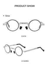将图片加载到图库查看器,Small Metal Round Folding Reading Glasses Retro Circle Blue Light Computer Grade Glasses Narrow Eyeglasses Frame And Anti Glare Reading Glasses Foldable Computer Reading Glasses For Men +3.5