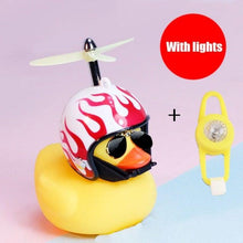 将图片加载到图库查看器,Small Yellow Bike Duck Bicycle Bell Luminous Airscrew Helmet Duck Ducky Bicycle Wind Motor Riding Cycling Lights Horn Rubber Duck Toy Car Ornaments Yellow Duck Car Dashboard Decorations Squeeze Duck Bicycle Horns With Propeller Helmet
